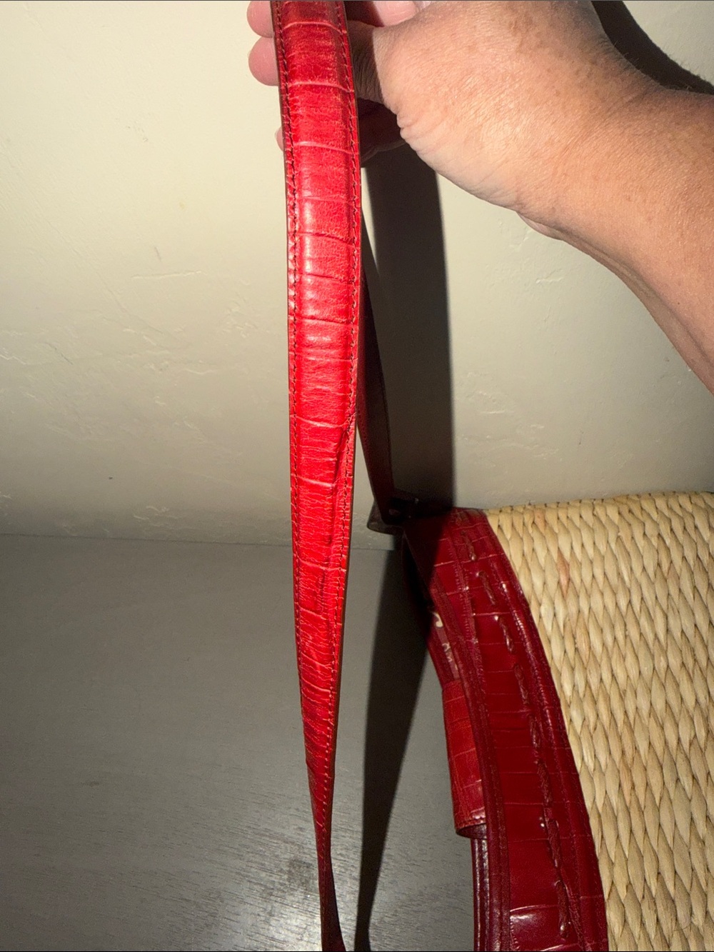 Brighton Red Trim Woven Shoulder Bag with Heart Charm - Picture 12 of 12